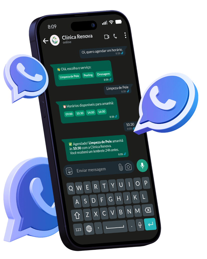 Tela do AgendeMe mostrando página de agendamento online profissional