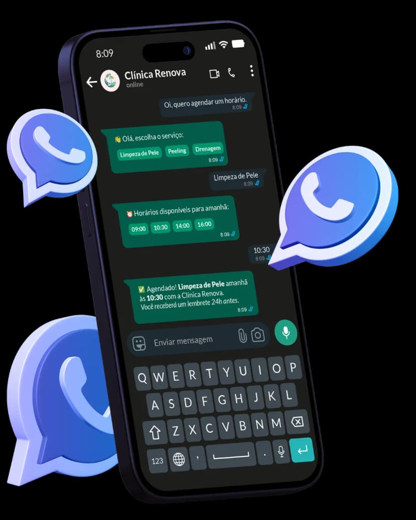 Tela do AgendeMe mostrando página de agendamento online profissional